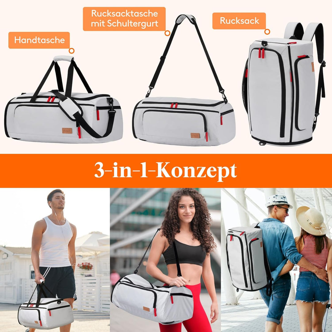 Lifewit 40L Sporttasche Herren, Reisetasche Rucksack mit Schuhfach und Nassfach, Gym Tasche, Wasserd