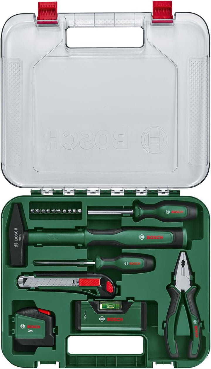 Bosch Universal Werkzeug-Set, 17-teilig (vielseitiger Werkzeugkoffer, bestückt, hochwertig, ergonomi