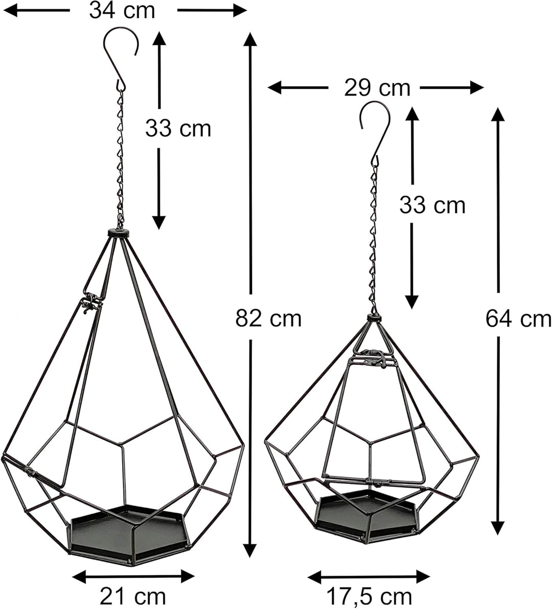 DanDiBo Blumenampel Innen Metall Wand Hängepflanzen 64 cm & 82 cm 96075 2er Set mit Tür 6 Ecken Pfla