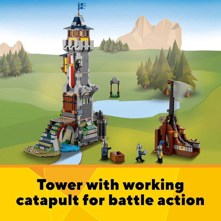 LEGO Creator 3in1 Medieval Castle 31120 Building Kit; Castle with Moat and Drawbridge, Plus 3 Minifi