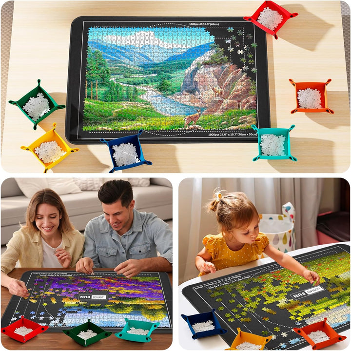 LOTMOFUN Puzzle Board, Tragbare Puzzlematte mit Transparenter Wasserdichter & Staubdichter Abdeckung