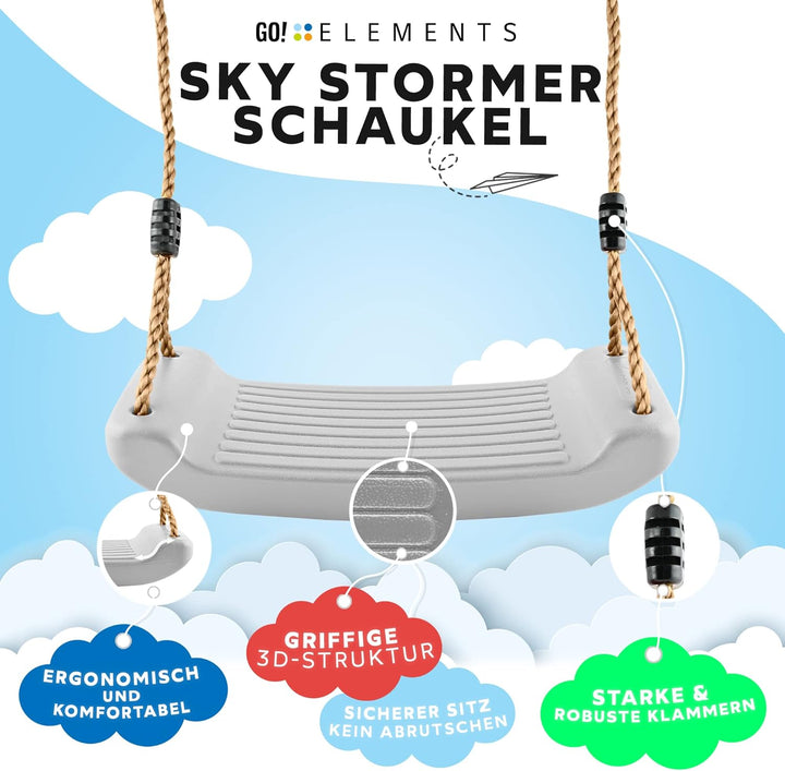 GO!elements Schaukel Garten - Kinderschaukel Outdoor Indoor - Schaukelsitz Schaukelbrett Brettschauk
