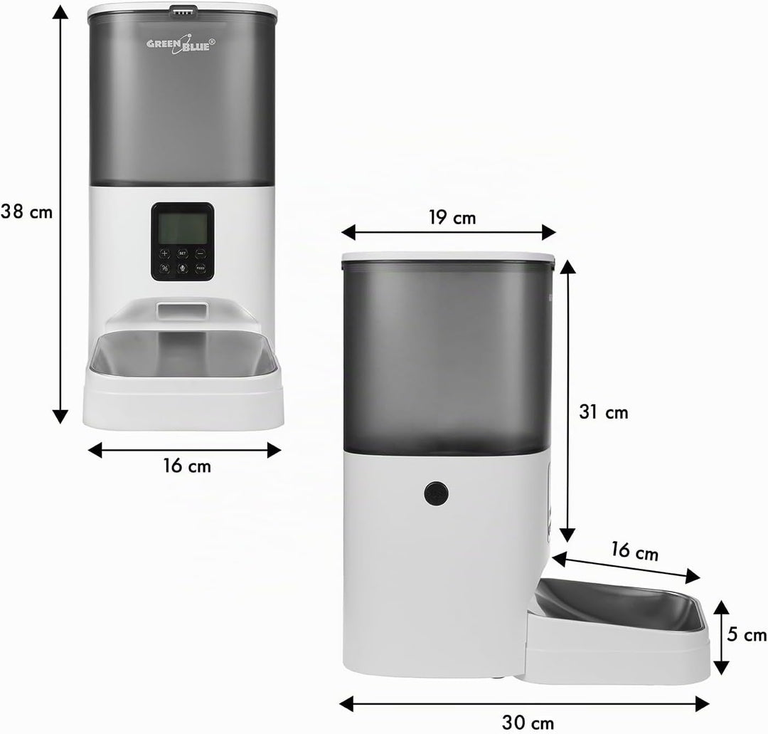 Green Blue Automatischer Futterspender für Haustiere 6 Liter | bis zu 8 Mahlzeiten pro Tag programmi