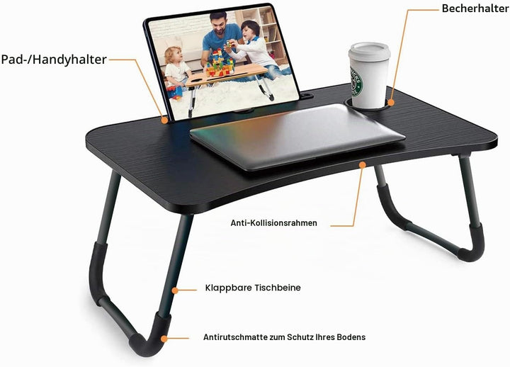 Laptoptisch, Betttablett, Laptop Betttisch Klappbar Tragbar, Lesetisch, Frühstücksbrett, NotebookTis