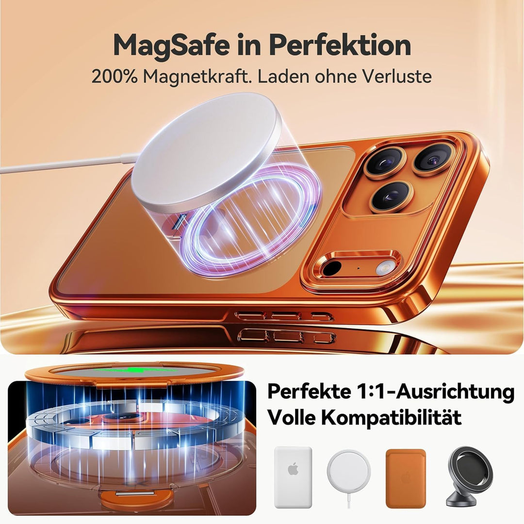 CASEKOO Cosmic Orange für iPhone 17 Pro Max Hülle für MagSafe [360 Drehständer] [Kameraschutz & Mili
