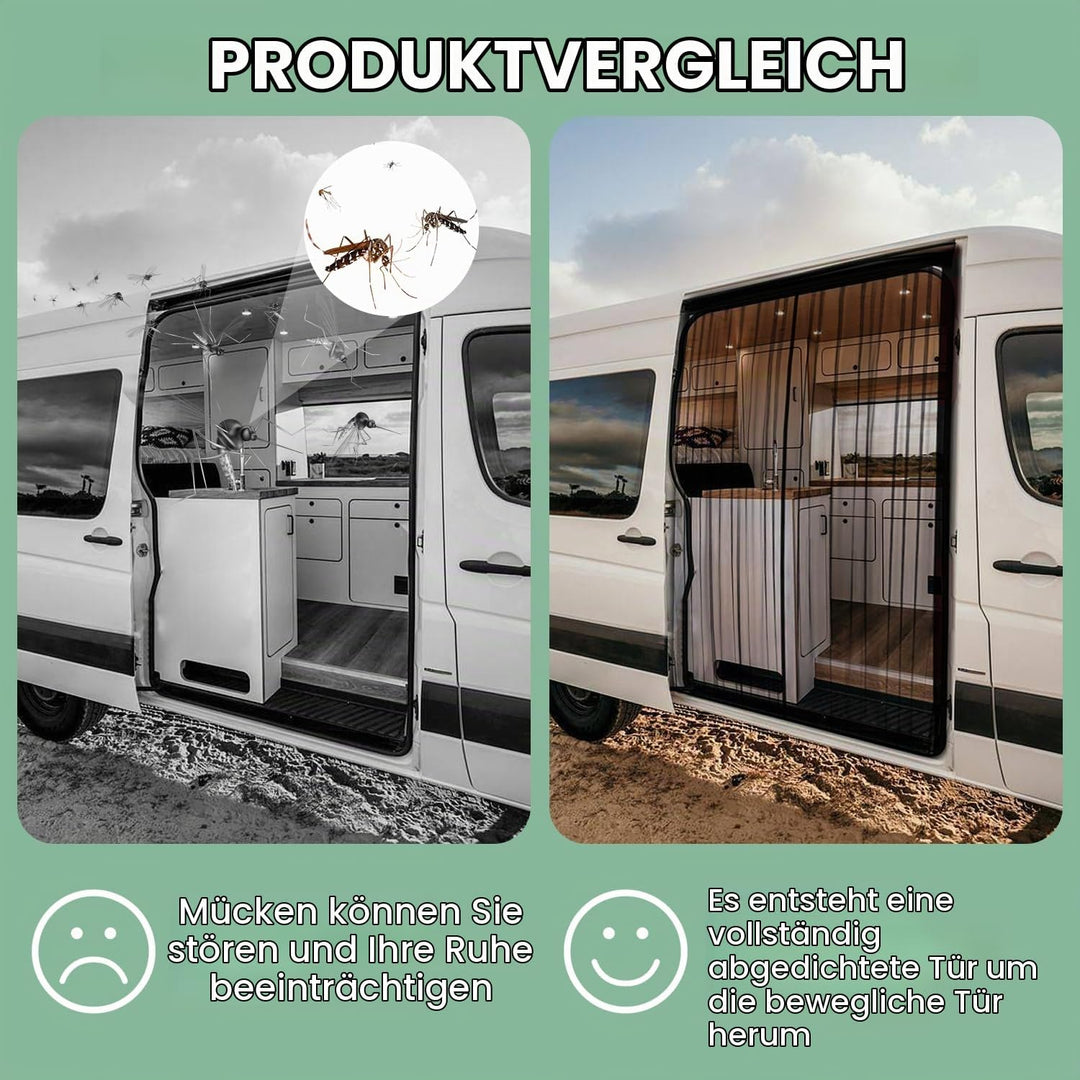 Moskitonetz Magnetisch für VW T5 T6 Schiebetür, Insektennetz &amp; Auto-Fliegengitter mit Sonnenschutz u