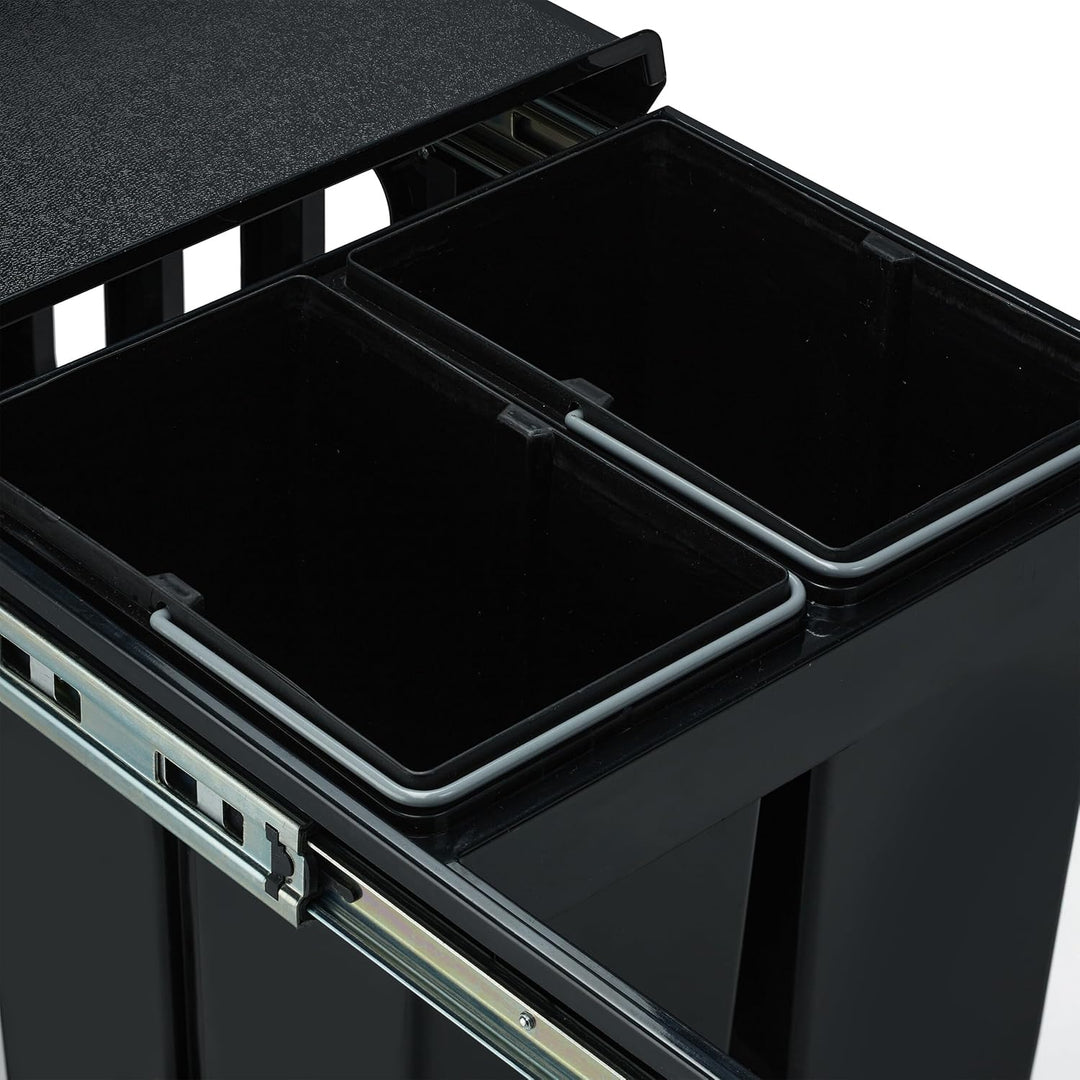 Relaxdays Einbaumülleimer 3-fach, ausziehbar, Küchenmülleimer für Unterschrank, 15l & 2x 8l, 35,1x34