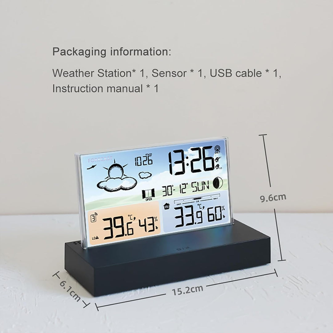 ALLOMN Wetterstation mit kabellosem Aussensensor, Kabellose LCD-Display Digitale Wetterstation mit D