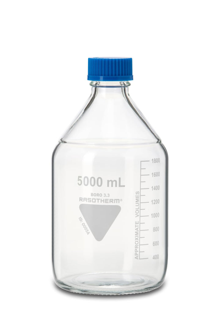 RASOTHERM Laborflaschen, (Boro 3.3), GL45, blaue Schraubkappe, 5000 ml 5000 ml Single, 5000 ml Singl
