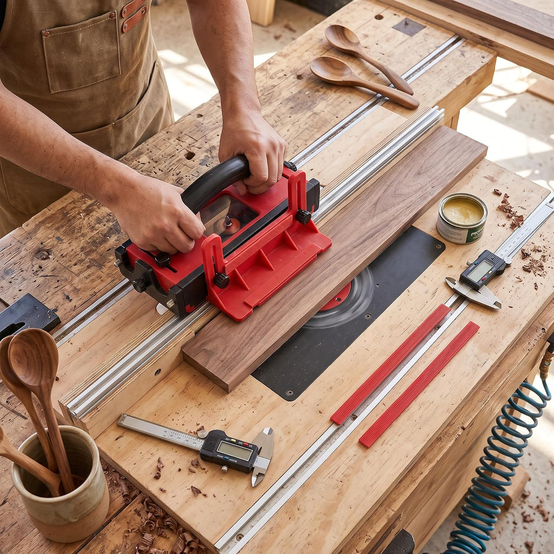 Router-Tisch-Push-Block mit Transparentem Fenster, 4 Rutsch Feste Streifen, Einstellbare Breite, für