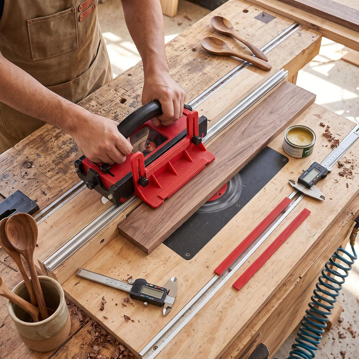 Router-Tisch-Push-Block mit Transparentem Fenster, 4 Rutsch Feste Streifen, Einstellbare Breite, für