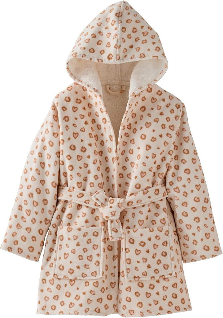 Vertbaudet Kinder Bademantel LEOPARD mit Recycling-Baumwolle BLANC 98-104, BLANC 98-104
