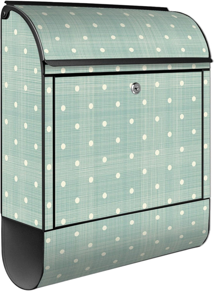 banjado® Design Briefkasten mit Motiv Punkte Lindgrün 39x47x14cm &amp; 2 Schlüssel - Briefkasten Stahl s