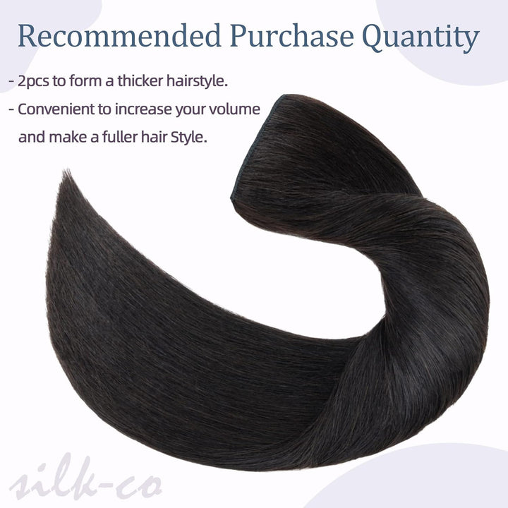 Silk-co Haarteile Echthaar Clip in Extensions Echthaar 1Pc 5Clips Haarverlängerung Weich Natürlich H