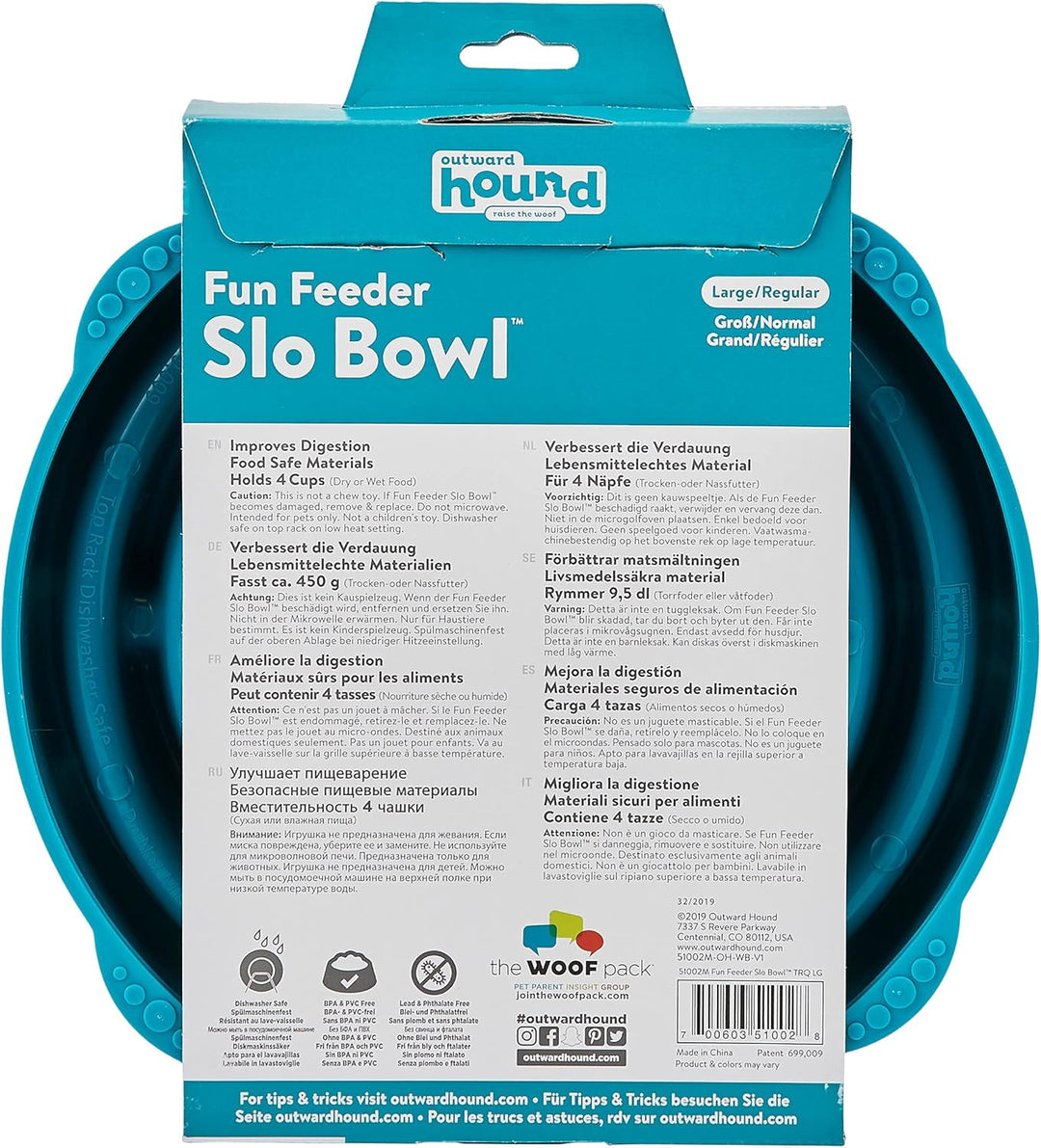 Kyjen 51002 Outward Hound Fun Feeder Slow Feed Interaktiver Bloat-Stop-Futternapf für Hunde, Grösse