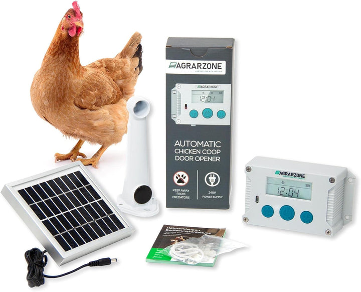 Agrarzone automatische Hühnerklappe Solar Wilma ohne Schieber | Elektrische Hühnertür mit Zeitschalt