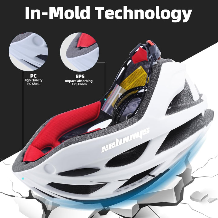 Shinmax Fahrradhelm mit LED-Beleuchtung, Fahrradhelm mit Sicherheitsbeleuchtung, magnetischer Fahrra