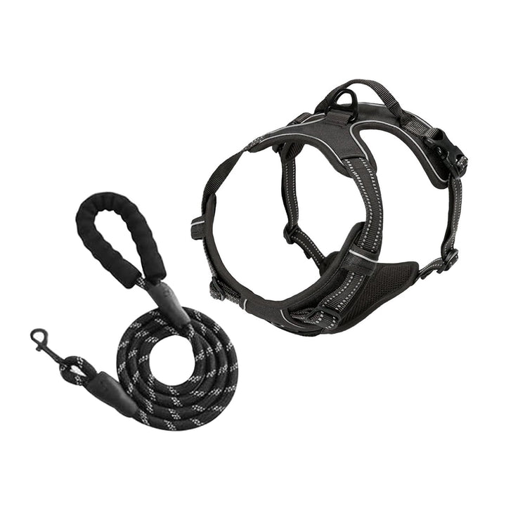 Hundegeschirr Verstellbar 38-89cm Brust Reflektierend | Doppelzugpunkte Vorne &amp; Hinten, Polyester Ne