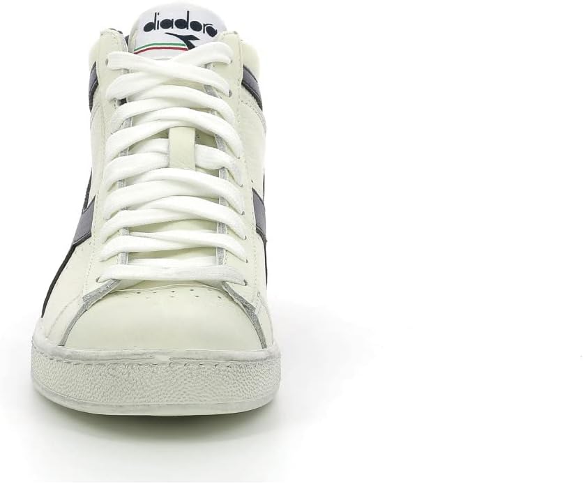 Diadora Unisex Game L High Waxed Hohe Sneaker 36 EU Schmal Weiss White Blue Caspian Sea, 36 EU Schma
