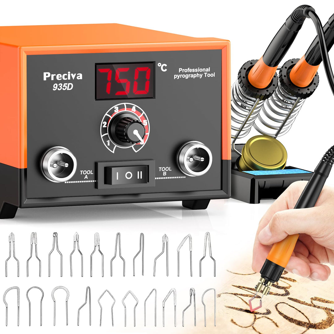 Brandmalstation, Preciva Brandmalerei Set 935D Bastelset Lötstation Lötkolben Set, Dual Brennkolben