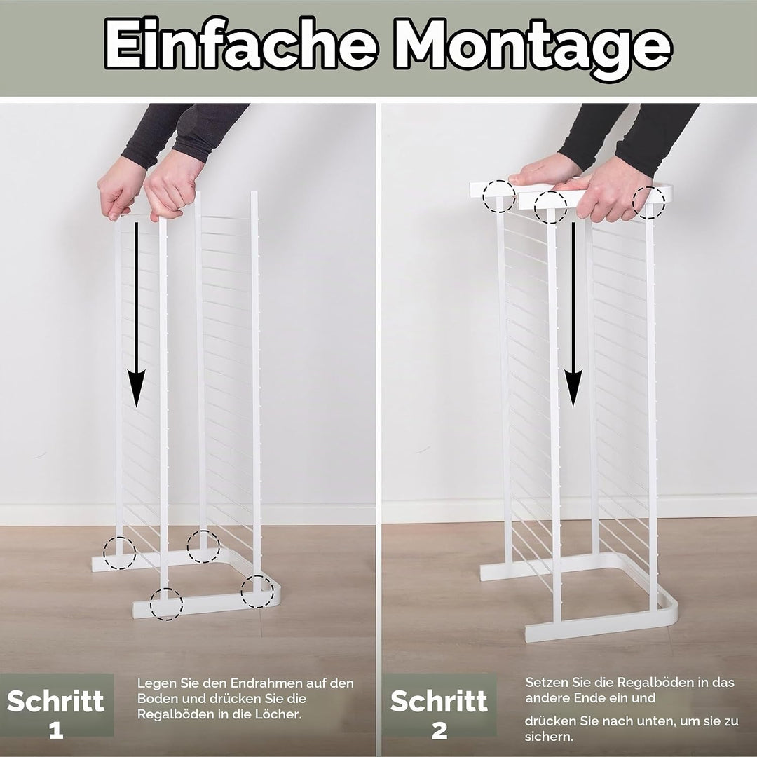 LM 390 Schuhregal aus Öko-Holz - pulverbeschichtetes Schuhregal platzsparend, 470 mm breite, ideal f