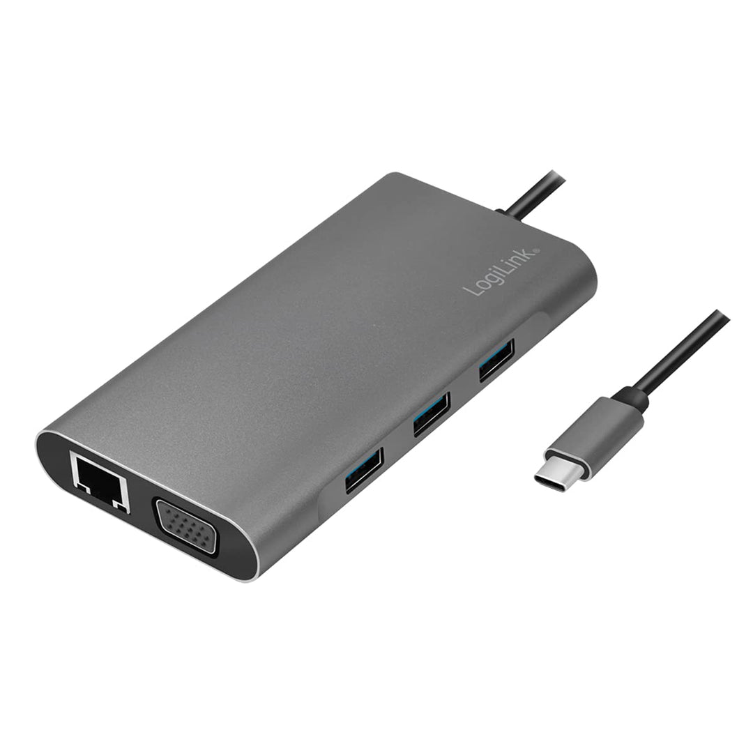 LogiLink UA0383 - USB 3.2 (Gen 1) Dockingstation mit 10-Ports und PD (Power Delivery) 100W, 1x USB-C