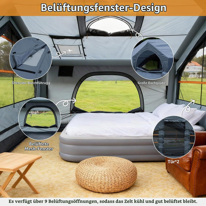 Inflatable Camping Tent, with Manual air Pump, Easy to Set up, Outdoor Inflatable Tent, can accommod