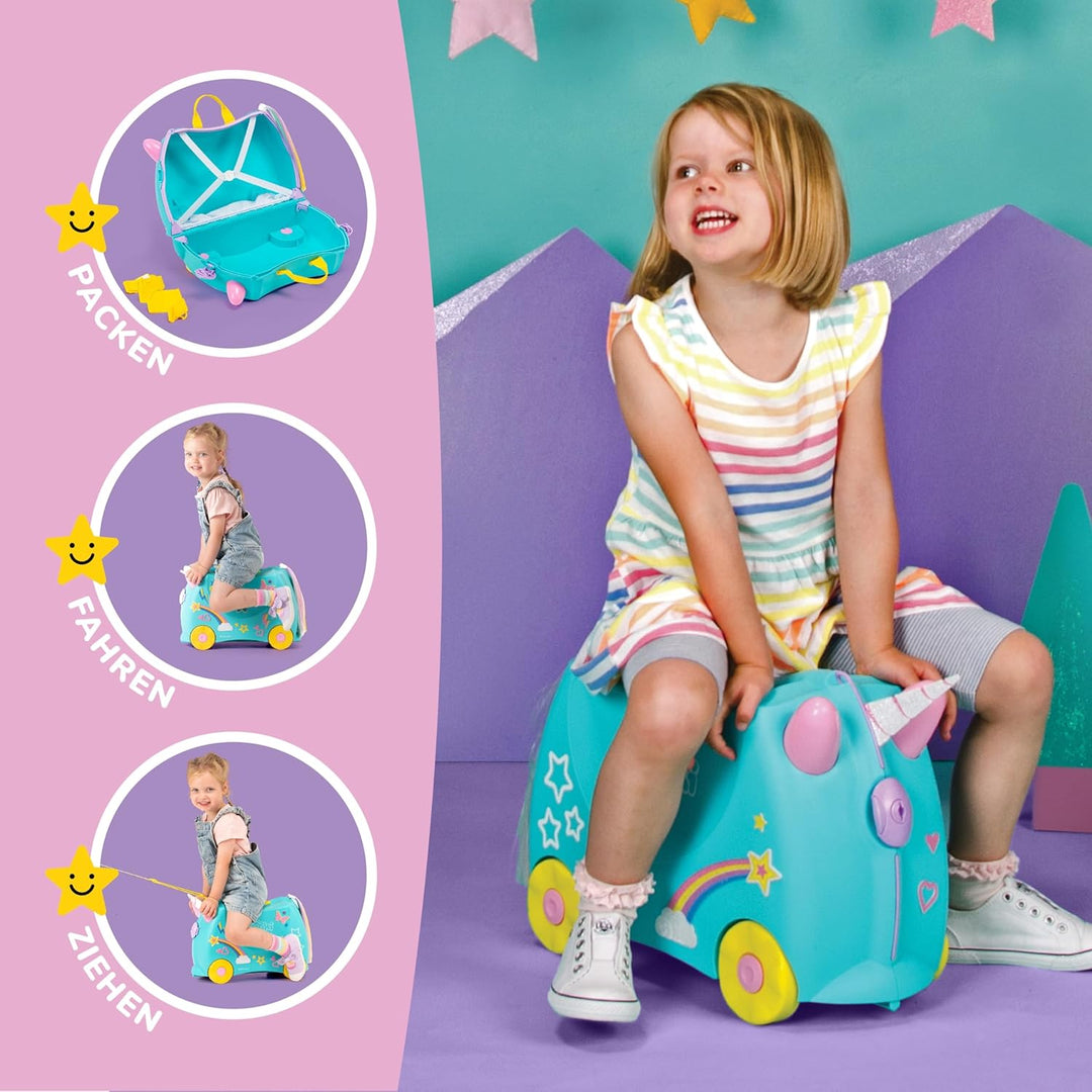 Trunki Der originale Kinderkoffer zum Draufsitzen - 18-L Handgepäck Koffer, befahrbarer Hartschalen