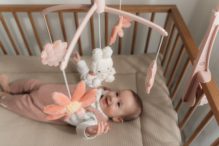 nijntje miffy x Little Dutch Mobile Musik Spieluhr mit Halterung für Babybett Hase Miffy rosa - Luck