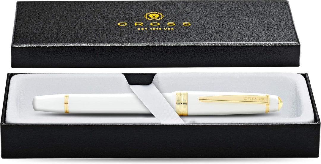 Cross Bailey Light Füllfederhalter (Federstärke F, inkl. Geschenkverpackung) Weiss-Lack mit goldfarb
