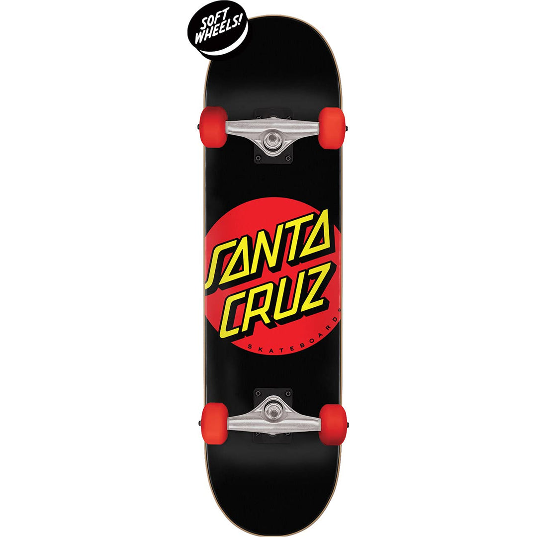 Santa Cruz 7.25'' x 27.00'' Skateboard Complete - Classic Dot Super Micro Schwarz 7,38, Schwarz 7,38