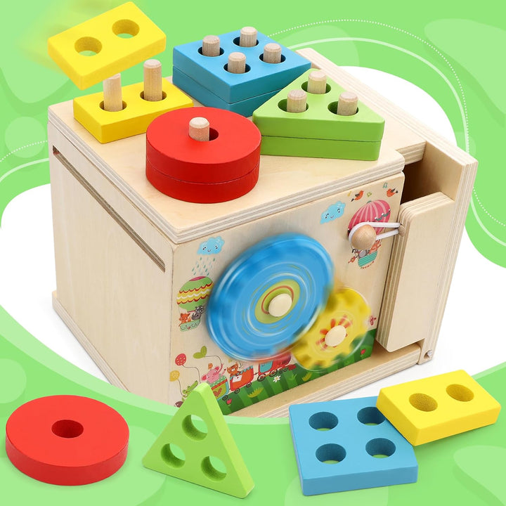 COOLJOY Montessori Spielzeug ab 1 Jahr | Holzspielzeug Motorikspielzeug ab 1 Jahr | 8-IN-1 STEM Gesc