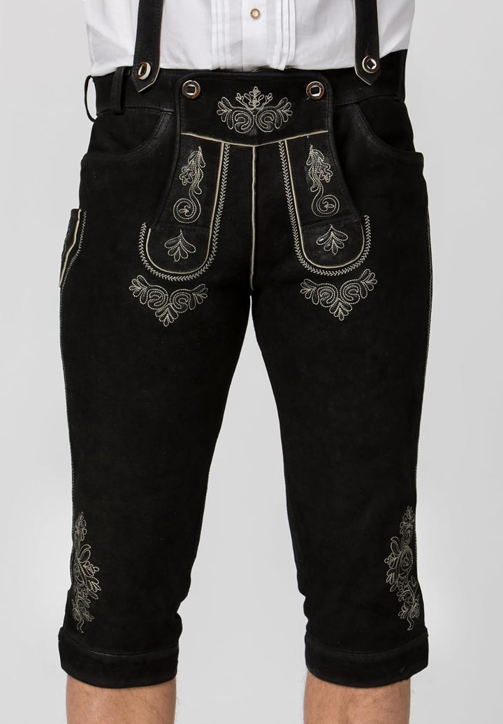 Stockerpoint Herren Trachtenlederhose Justin4 48 Schwarz Gespeckt, 48 Schwarz Gespeckt
