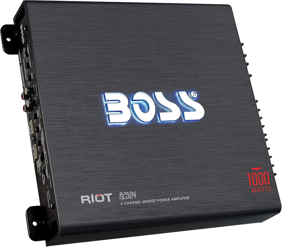 BOSS AUDIO R2504 Riot Serie 4-Kanal Full Range 1000 Watt Klasse A / B Verstärker Endstufe, 1000 W, 4
