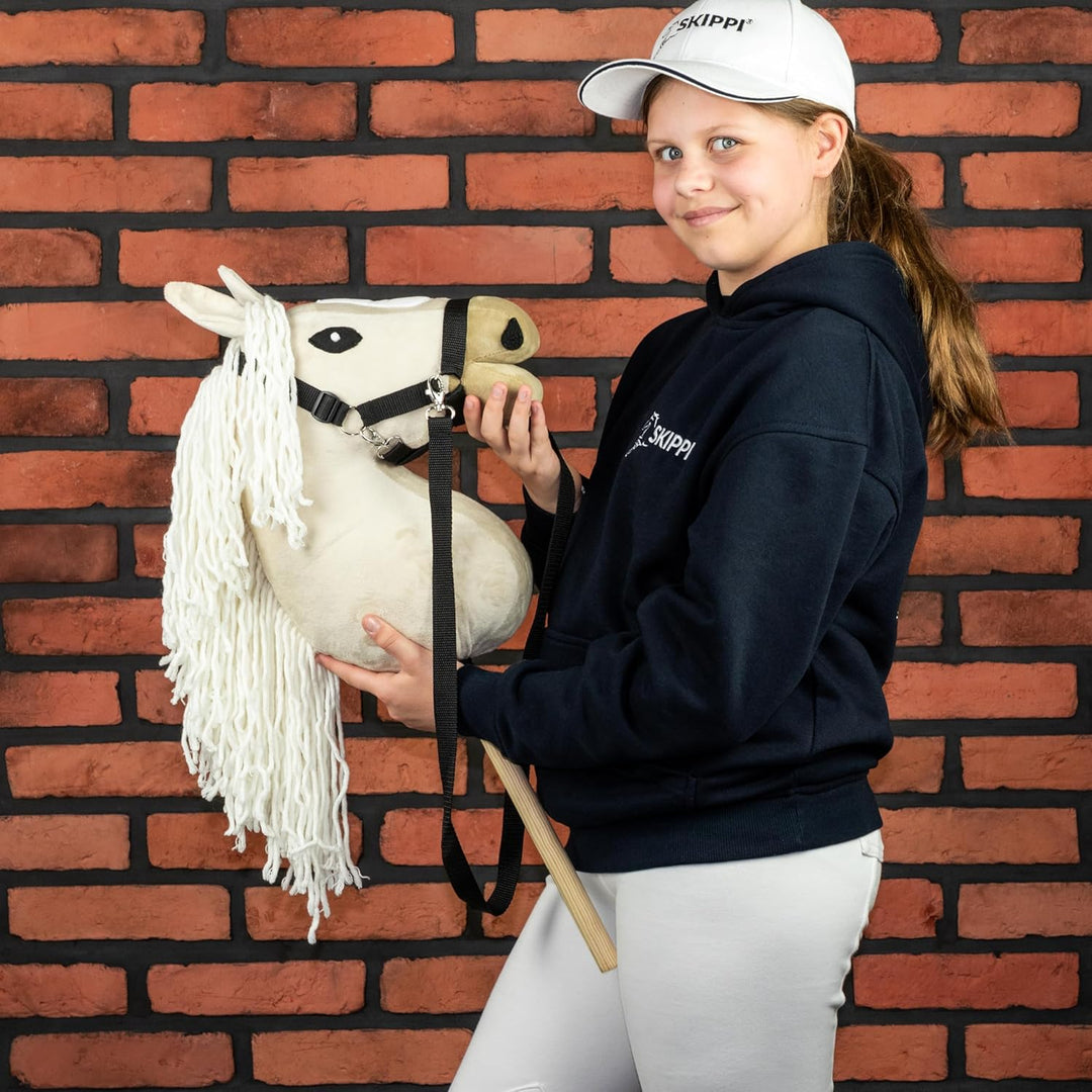 SKIPPI Hobby Horse Almond, Grosses Steckenpferd A3, Halfter und Zügeln im Set, Hobby Horsing Pferd m