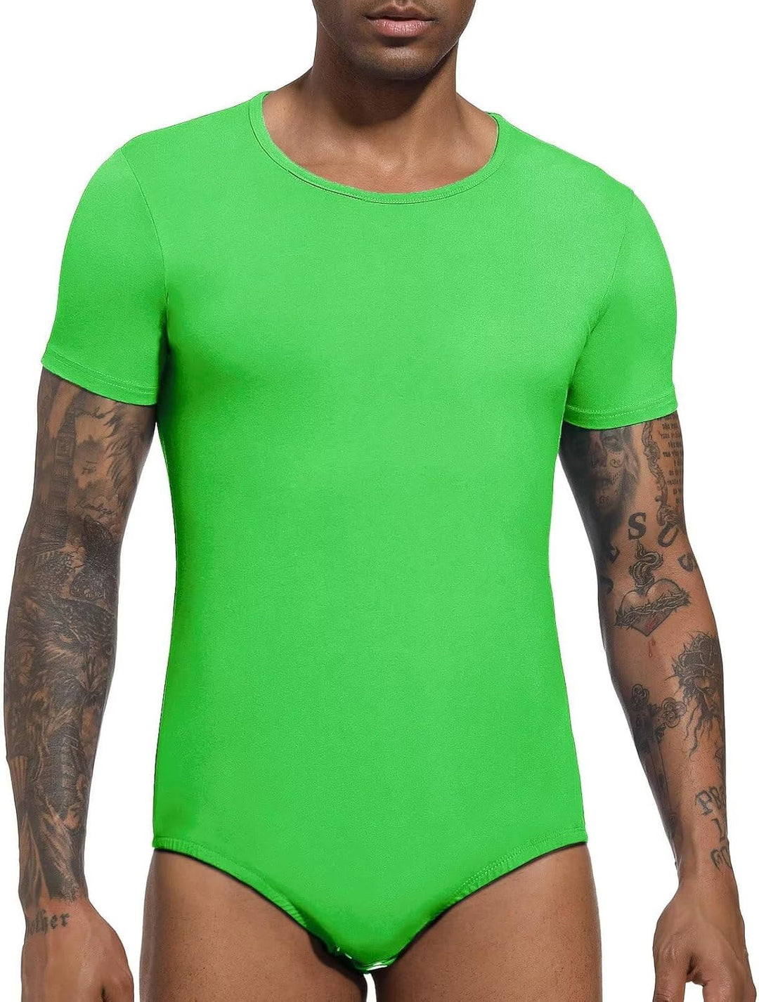 Landofgenie Männer Kurzarm Strampler Pyjama Bodysuit One Piece Strampler XS Hellgrün, XS Hellgrü