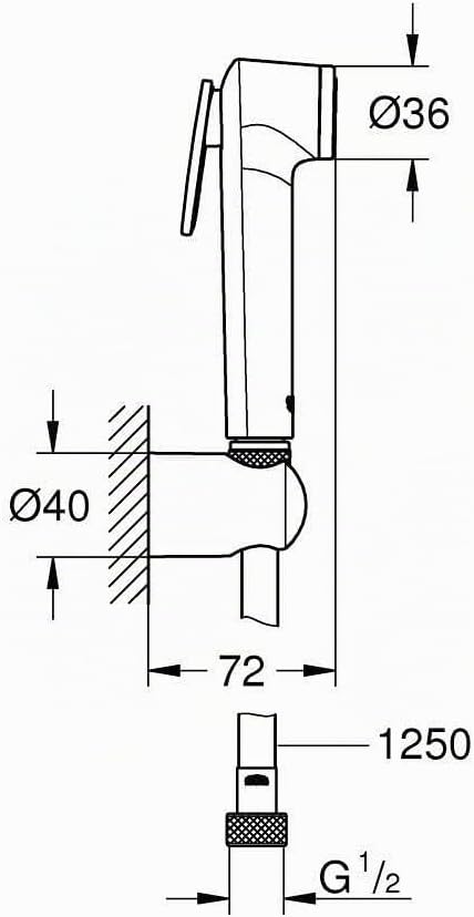 Grohe Vitalio Trigger Spray Wandhalterset 1 Strahlart, chrom, 1 Stück, 26175001 Einzelbett, Einzelbe