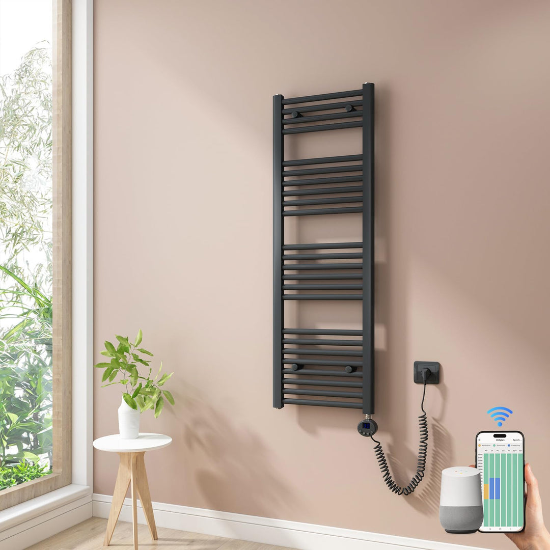 Heilmetz Smart WiFi Badheizkörper Elektrisch 120x40cm Elektrischer Handtuchtrockner mit Thermostat u