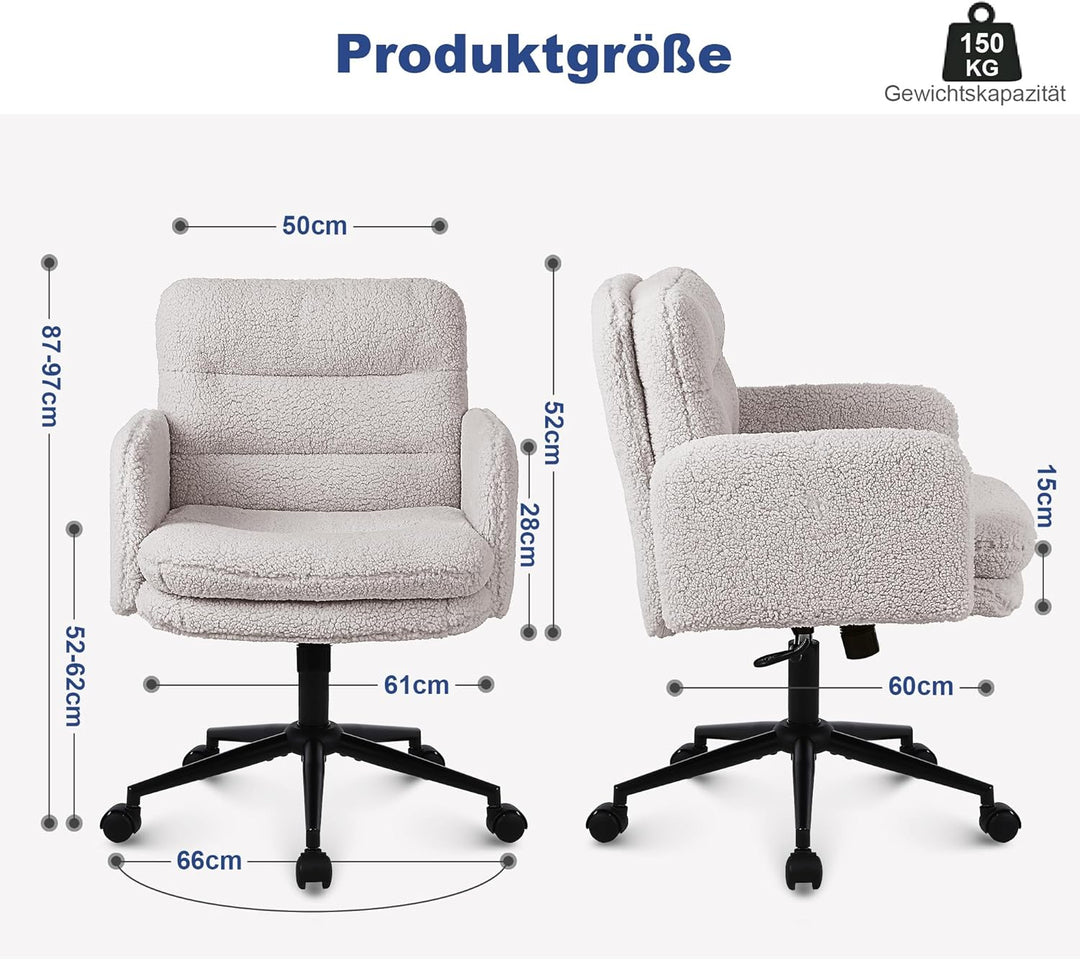 Youhauchair Schreibtischstuhl, Schminktisch Stuhl aus Kunstpelz, Bequemer Drehstuhl Schreibtisch Stu