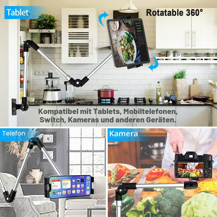 woleyi Langem Arm Tablet Wandhalterung Faltbarer, Multi Winkel Metall Wand Tablet Halterung schwenkb