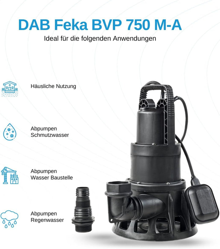 DAB FEKA BVP 750 M-A 1 HP Schmutzwasserpumpe Feststoffpumpe