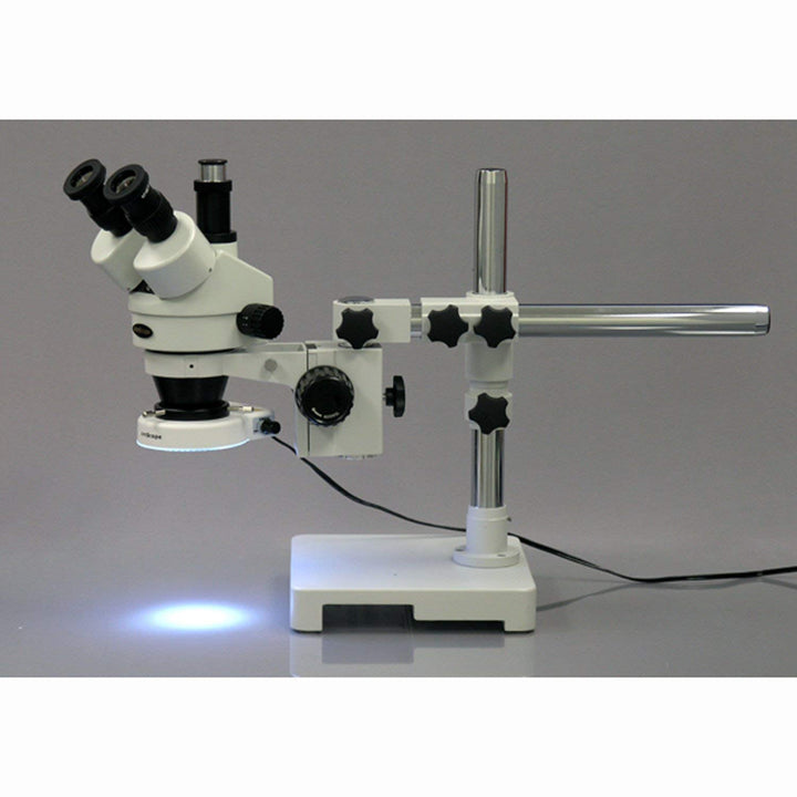 AmScope SM-3T-80S Trinokulares Zoom-Stereomikroskop am Auslegerständer mit 80 LED-Licht, 7X-45X, Wei
