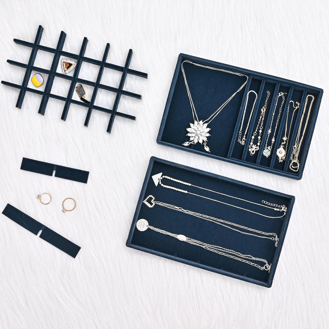 ProCase Schmucktablett Organizer Set mit 4 Schmuckschalen, Stapelbar Schmuck Schublade Organizer, Sc