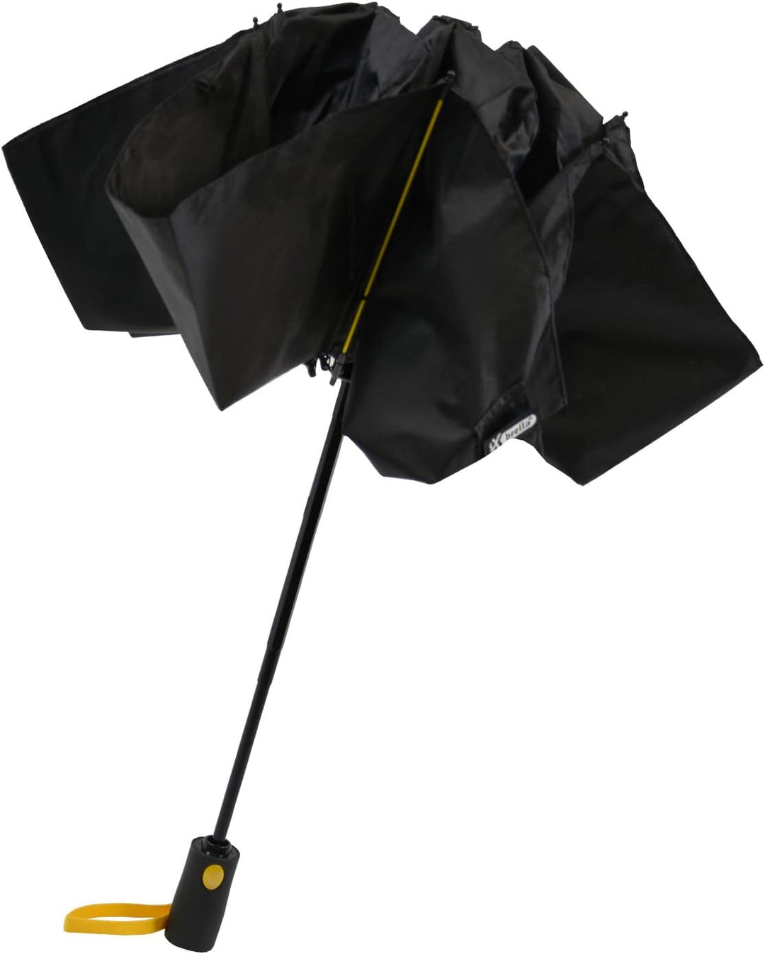 iX-brella Reverse umgekehrt öffnender Fiberglas-Taschenschirm mit farbigen Speichen - schwarz-gelb,
