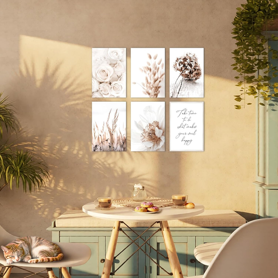 Novart Set Wandbilder - KEIN EXTRA RAHMEN BENÖTIGT - Wohnzimmer Schlafzimmer - Bilder Modern Boho Bl
