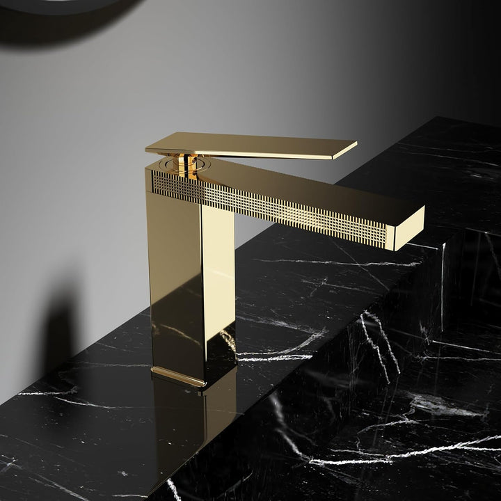 Wasserhahn Bad Gold Retro Waschtischarmatur Bad Gold Klassische Mischbatterie aus Messing für Badezi