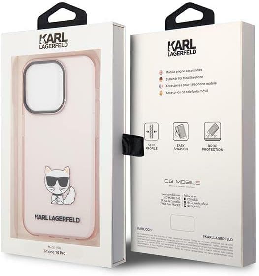 KARL LAGERFELD KLHCP14LCTTRI hülle für iPhone 14 Pro 6,1" hardcase rosa/pink Transparent Choupette B