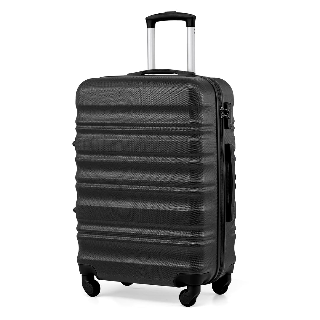 COOLIFE Hartschalen-Koffer Trolley Rollkoffer Reisekoffer mit TSA-Schloss und 4 Rollen (Schwarz, Mit