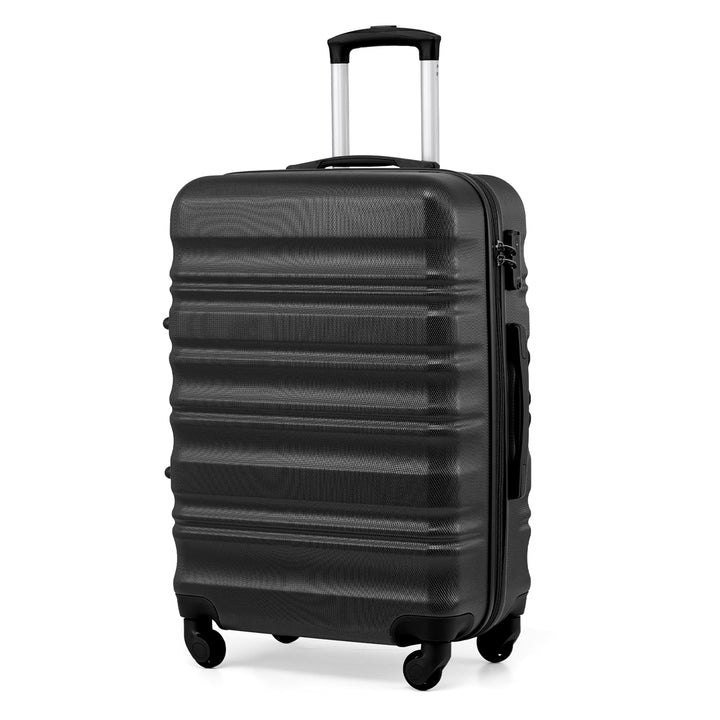 COOLIFE Hartschalen-Koffer Trolley Rollkoffer Reisekoffer mit TSA-Schloss und 4 Rollen (Schwarz, Mit