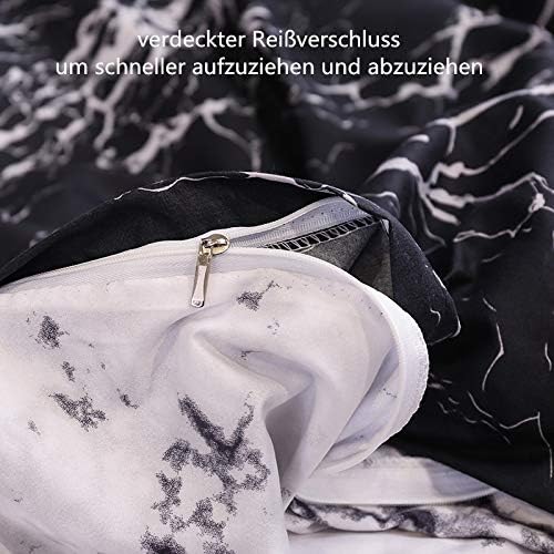 Boqingzhu Bettwäsche 220x240 cm Marmor Optik Schwarz Weiss Bettwäsche Set Microfaser 3 Teilig Wendeb